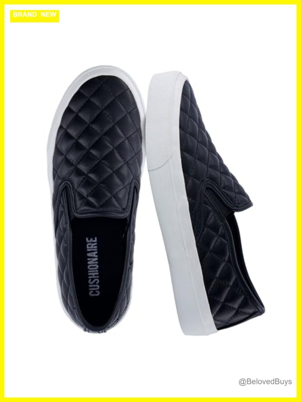 Quilted Faux Leather Slip-On Sneakers Memory Foam Cushioned